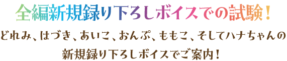 全編新規録り下ろしボイスでの試験！どれみ、はづき、あいこ、おんぷ、ももこ、そしてハナちゃんの新規録り下ろしボイスでご案内！