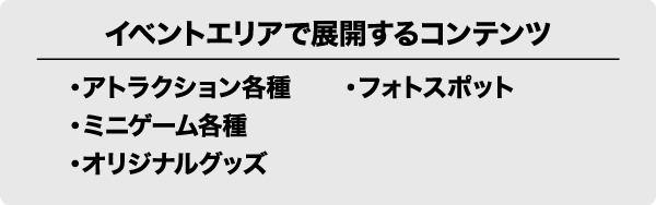 イベントエリアで展開するコンテンツ