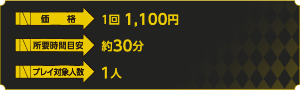 [価格] 1回1,100円　[所要目安時間] 約30分　[プレイ対象人数] 1人