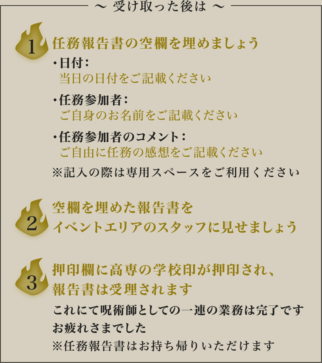 受け取った後は