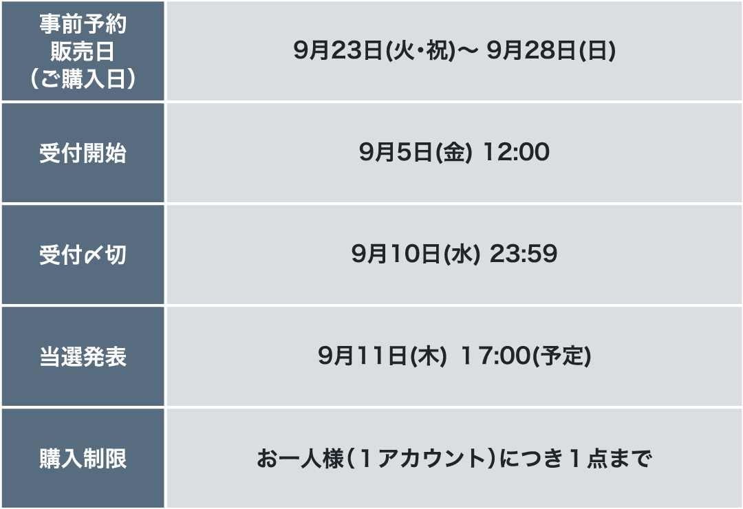 販売スケジュール
