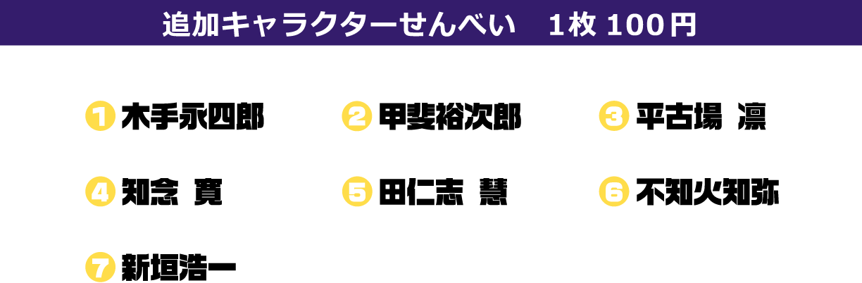 追加キャラクターせんべい　1枚100円