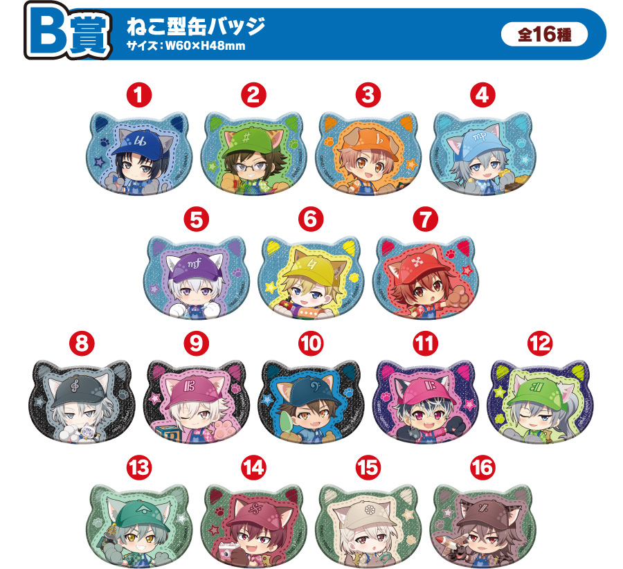 B賞：ねこ型缶バッジ