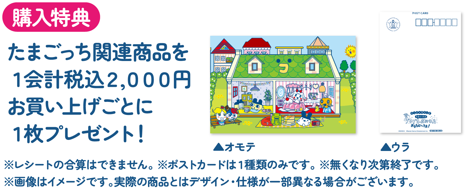 [購入特典] たまごっち関連商品を1会計税込2,000円お買い上げごとに1枚プレゼント！